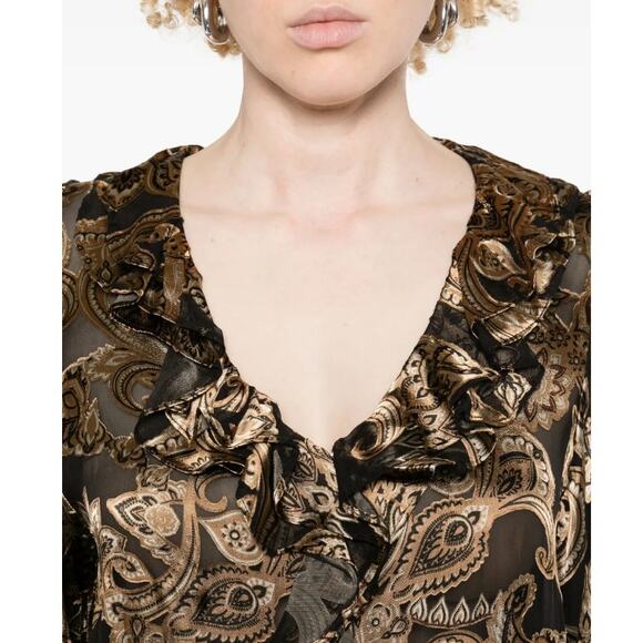 Alice and Olive Women's Spring Paisley Black Betsie Ruffled Blouse Top Size S - Picture 11 of 11